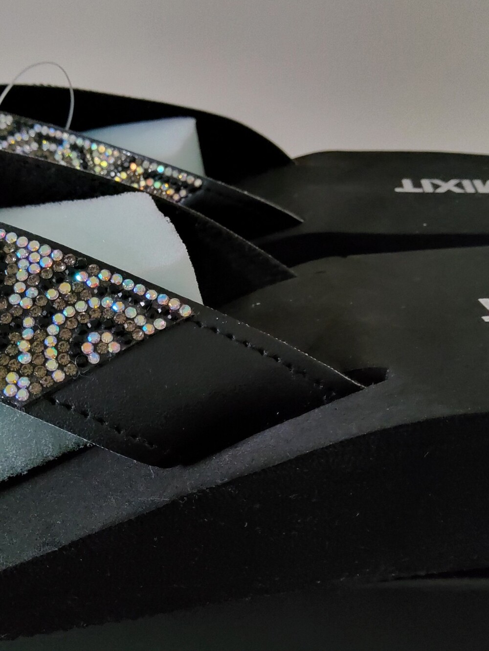 * Mixit Women's Rose Wedge Embellished Rhinestones Sandals Shoes Black Size 10 - Picture 10 of 16